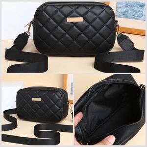 🔥🔥🆕DIAMOND QUILTED PATTERN BLACK CROSSBODY BAG